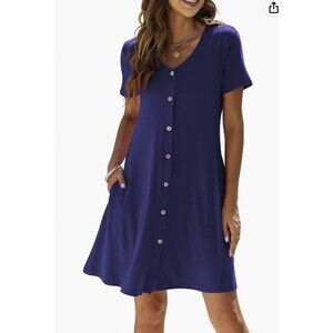Manydress Button Down Swing Dress with Pockets Sz M